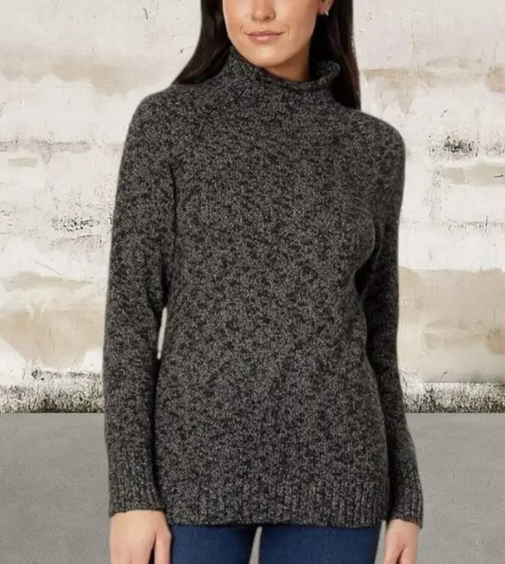 L.L. Bean Cotton Ragg Funnelneck Pullover Sweater Darkest Gray Size M
